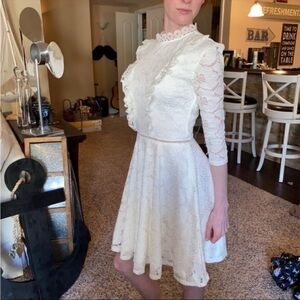 Jodi Kristopher White Long Sleeve Mini Dress XS/0